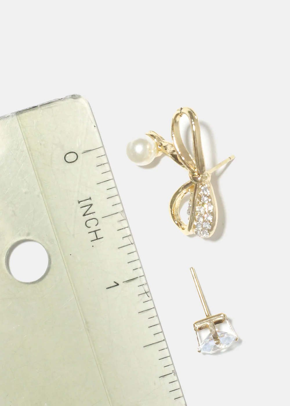 Rhinestone and Bow with Pearl Earrings - Image 5