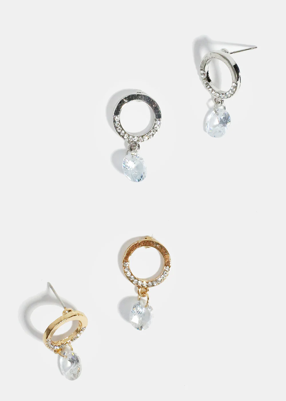 Rhinestone Circle Stud Earrings