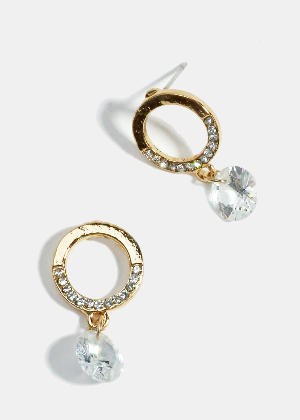 Rhinestone Circle Stud Earrings - Image 2