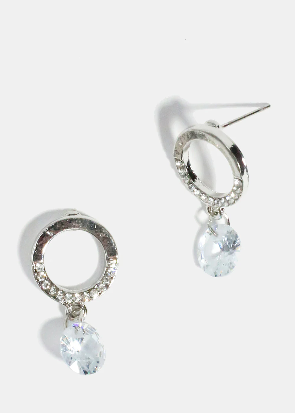Rhinestone Circle Stud Earrings - Image 3