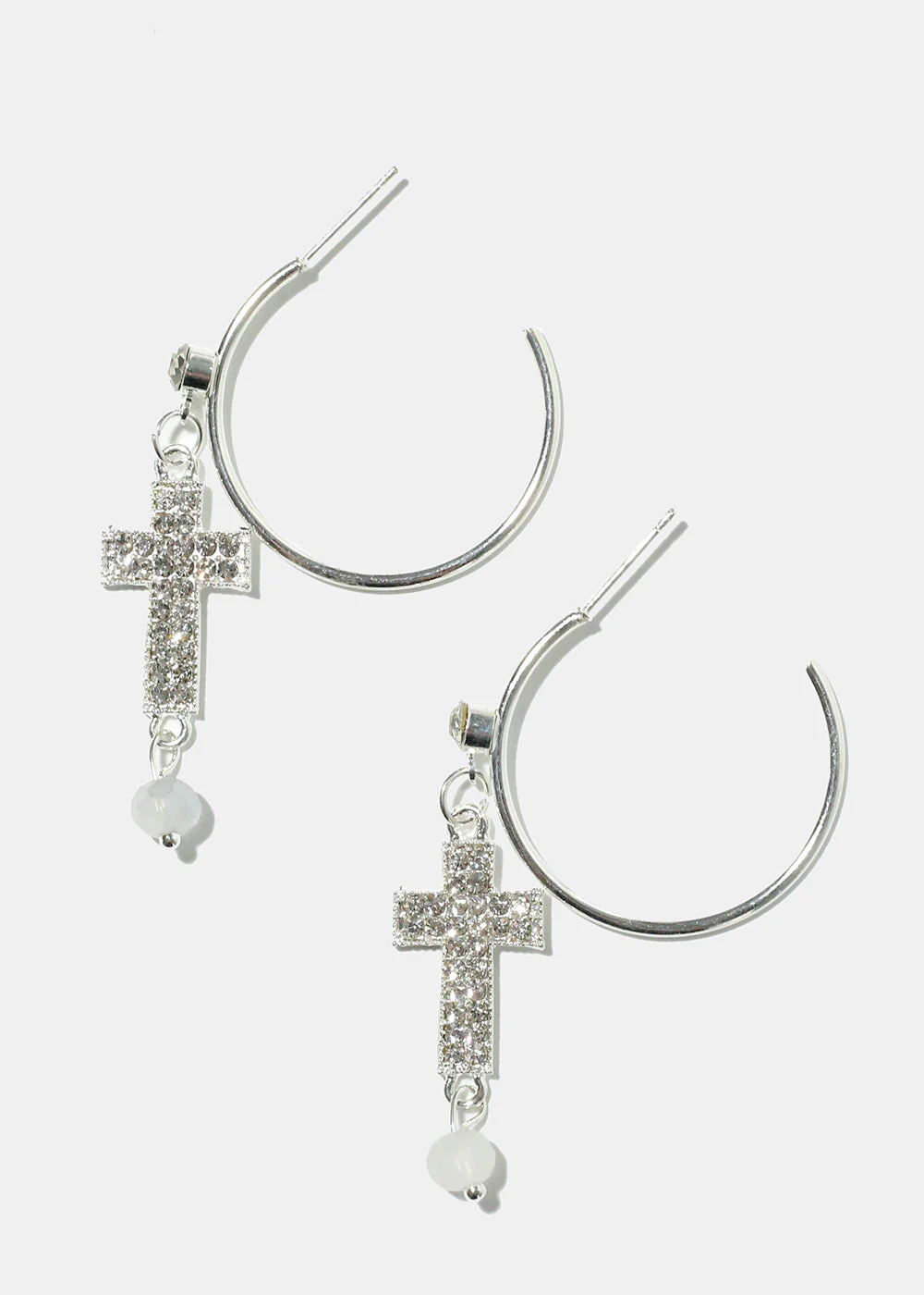 Rhinestone Cross Dangle Earrings - Image 3