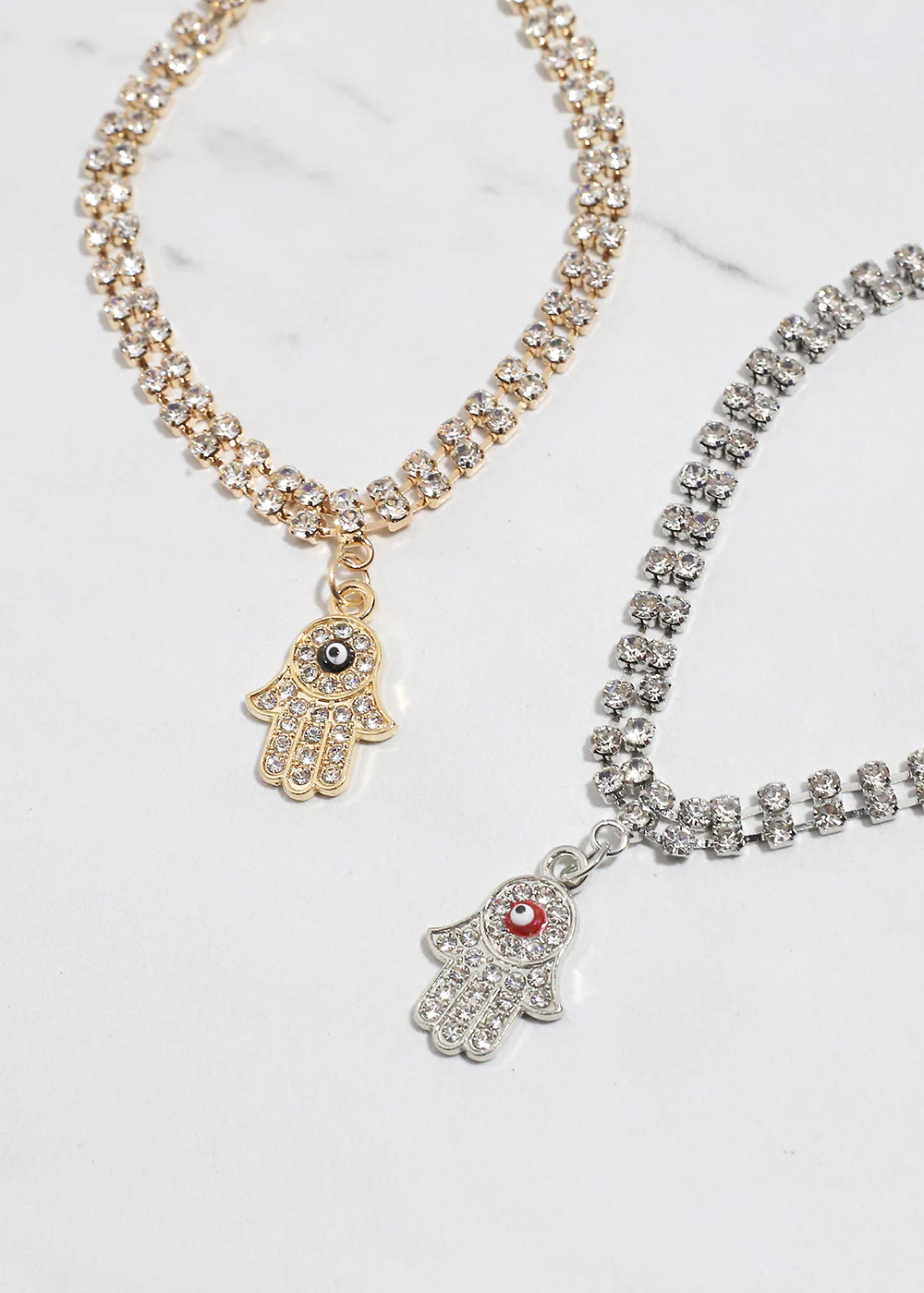 Rhinestone Hamsa Hand Bracelet
