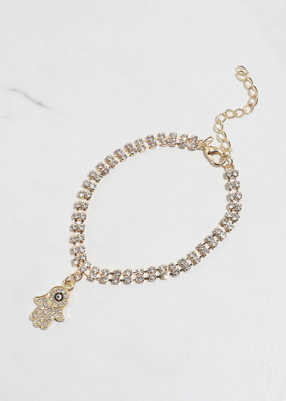 Rhinestone Hamsa Hand Bracelet - Image 2