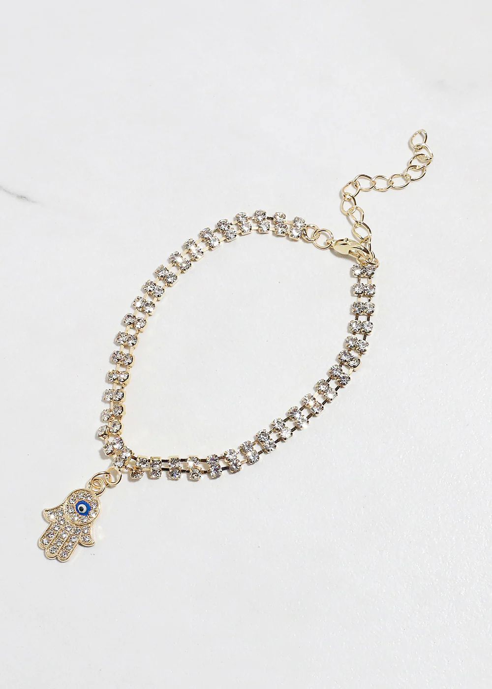 Rhinestone Hamsa Hand Bracelet - Image 4