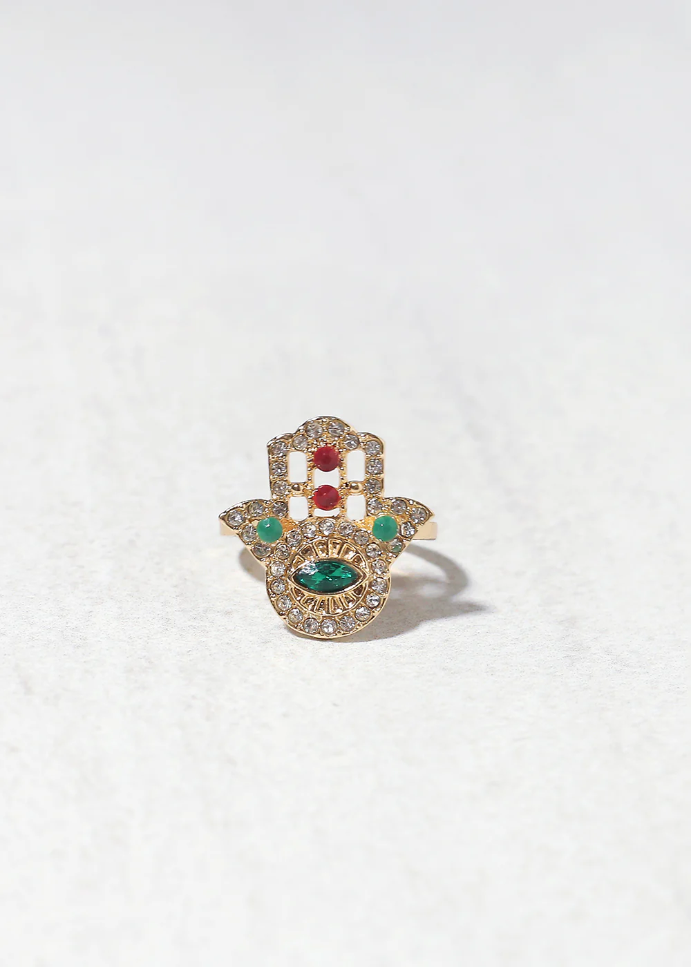 Rhinestone Hamsa Hand Ring - Image 3