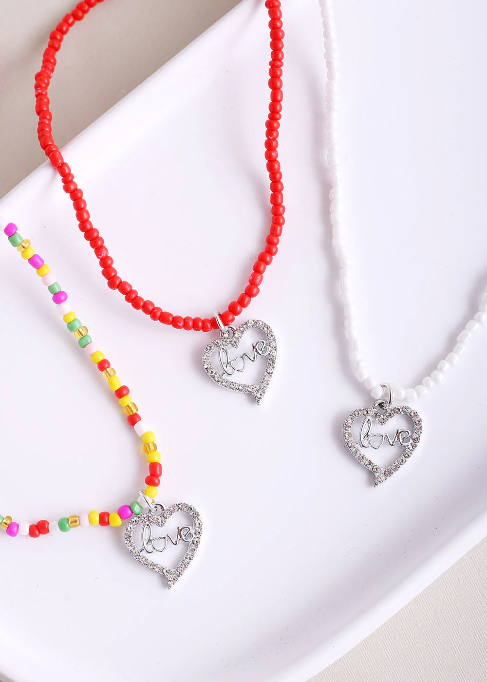 Rhinestone Heart Charm Bead Waist Chain