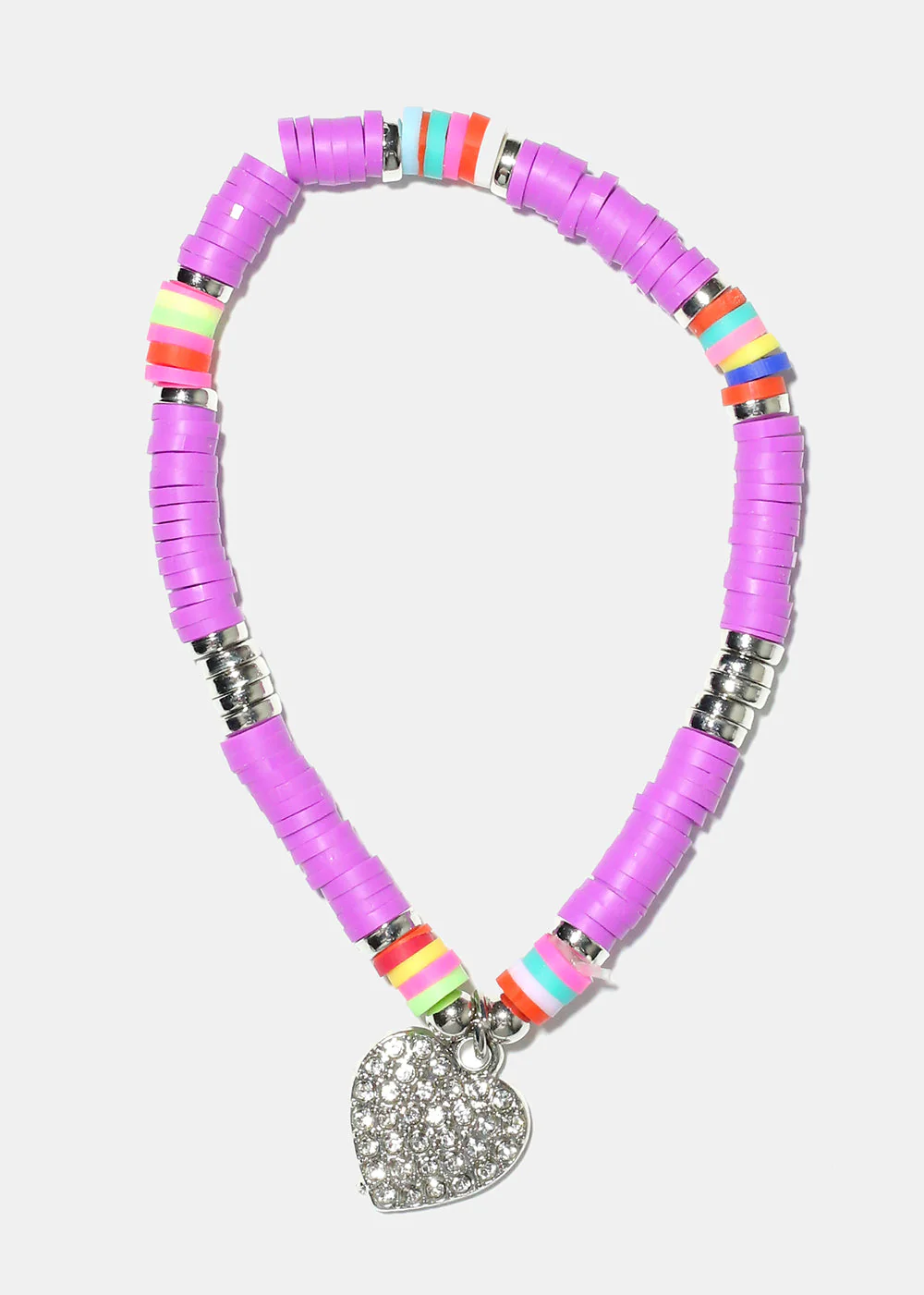 Rhinestone Heart Charm Beaded Bracelet - Image 10