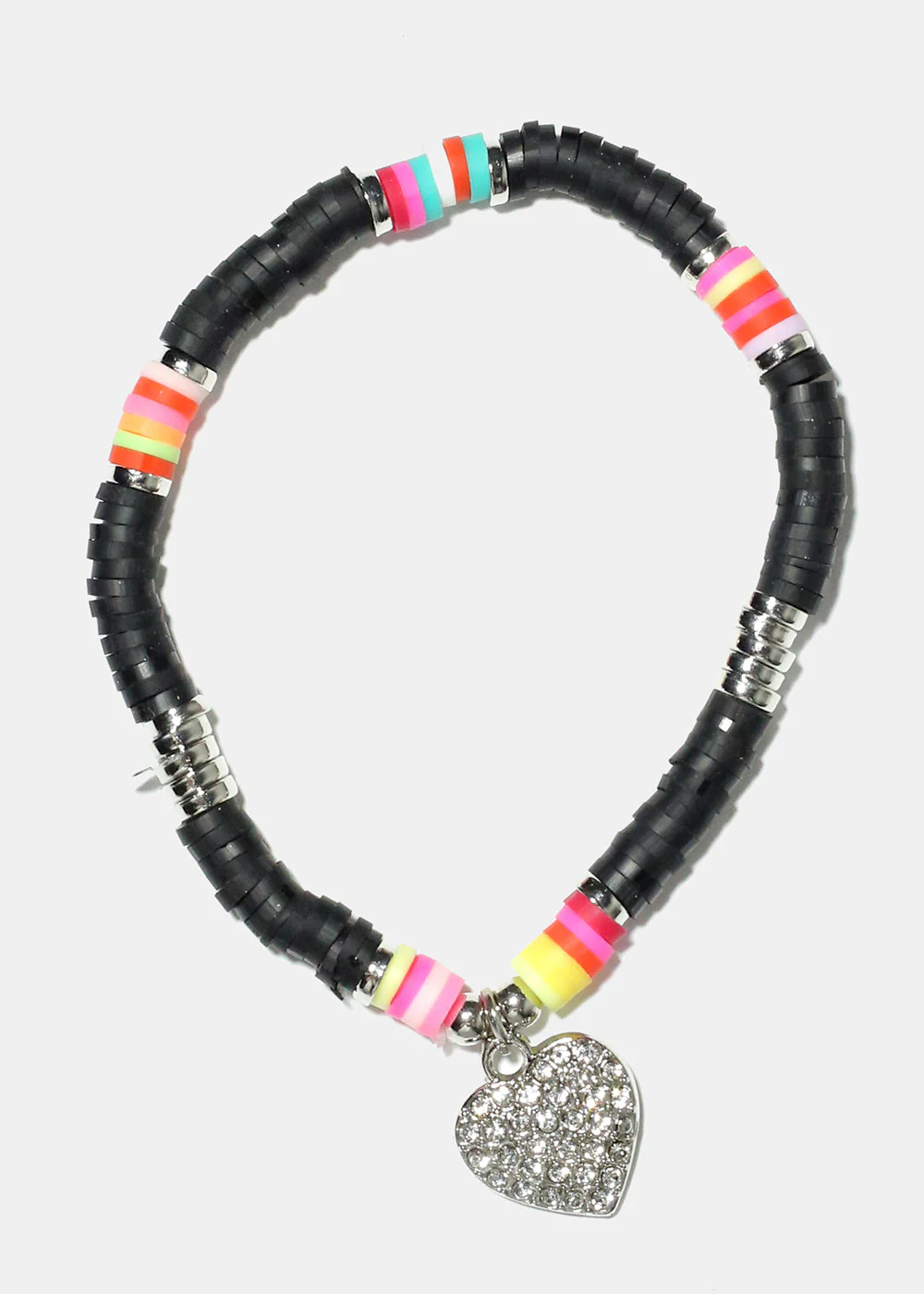 Rhinestone Heart Charm Beaded Bracelet - Image 11
