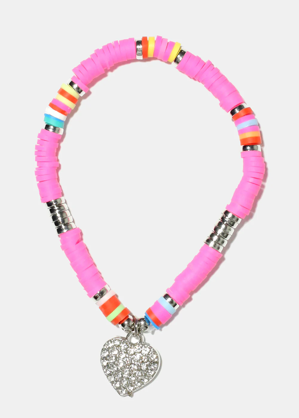 Rhinestone Heart Charm Beaded Bracelet - Image 12
