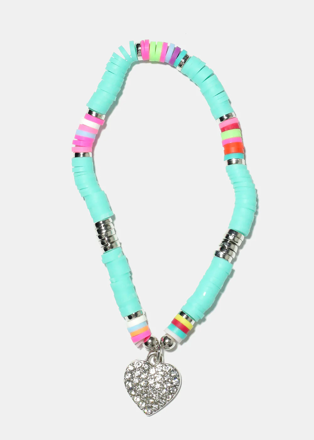 Rhinestone Heart Charm Beaded Bracelet - Image 13