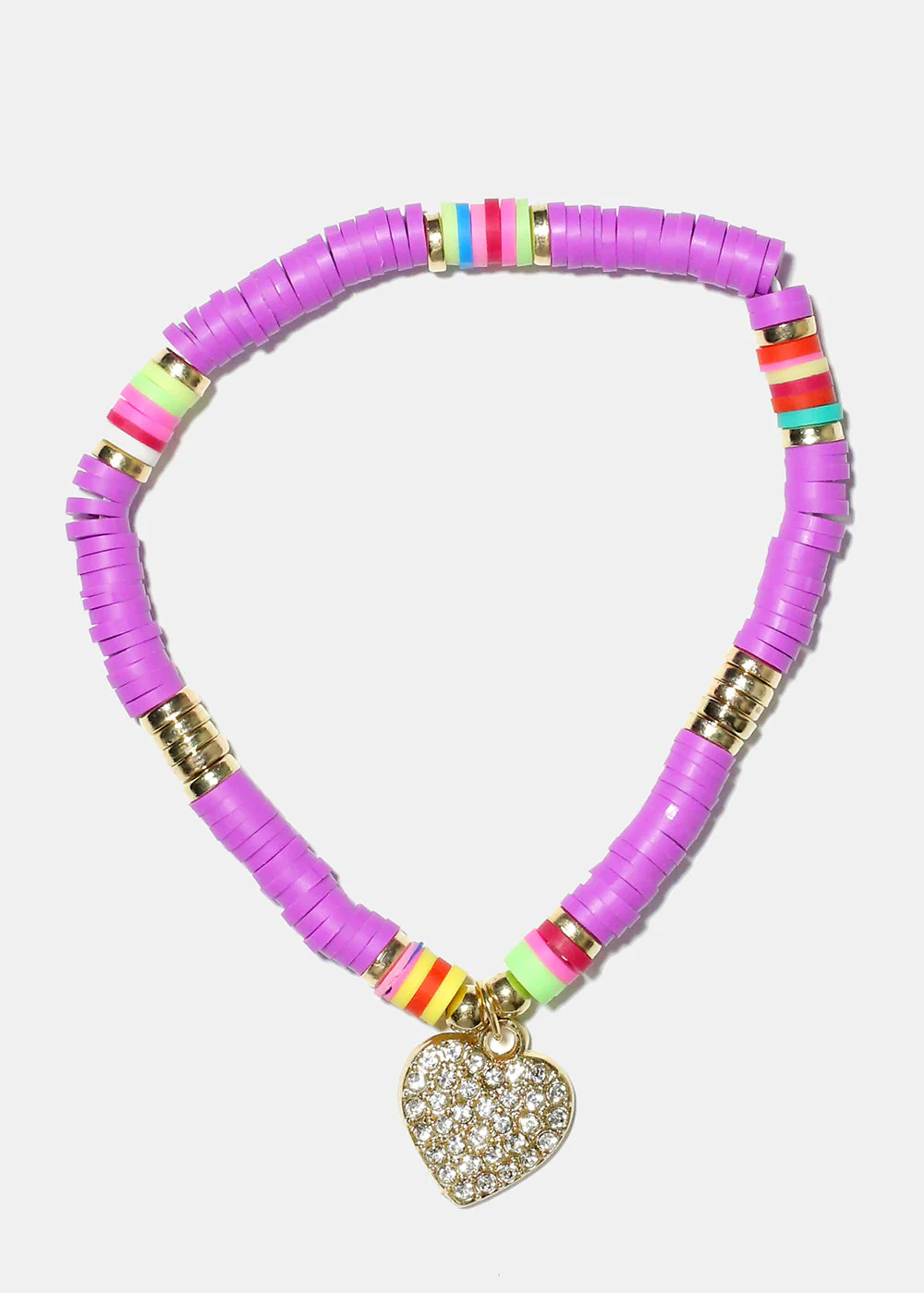 Rhinestone Heart Charm Beaded Bracelet - Image 4