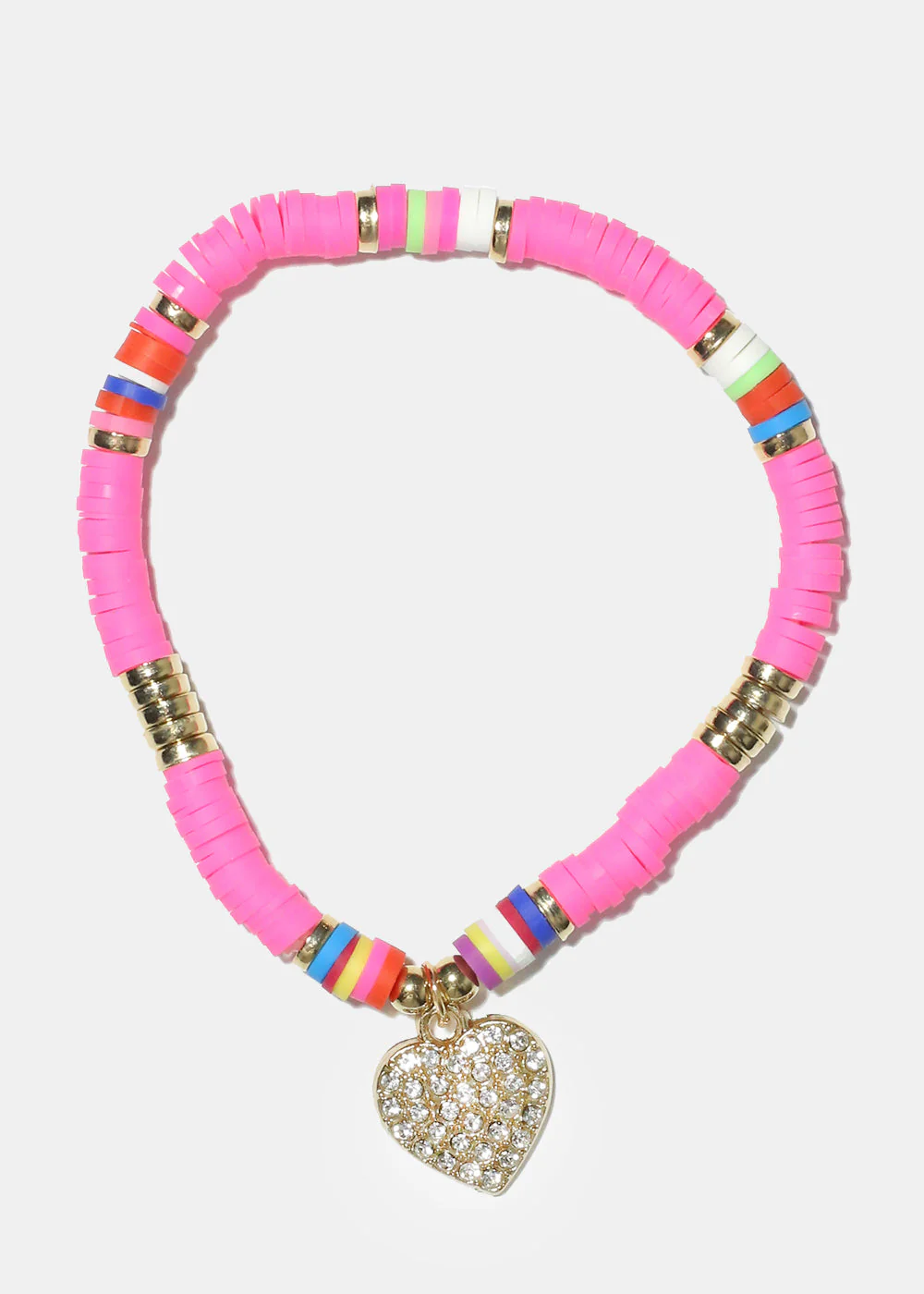 Rhinestone Heart Charm Beaded Bracelet - Image 6