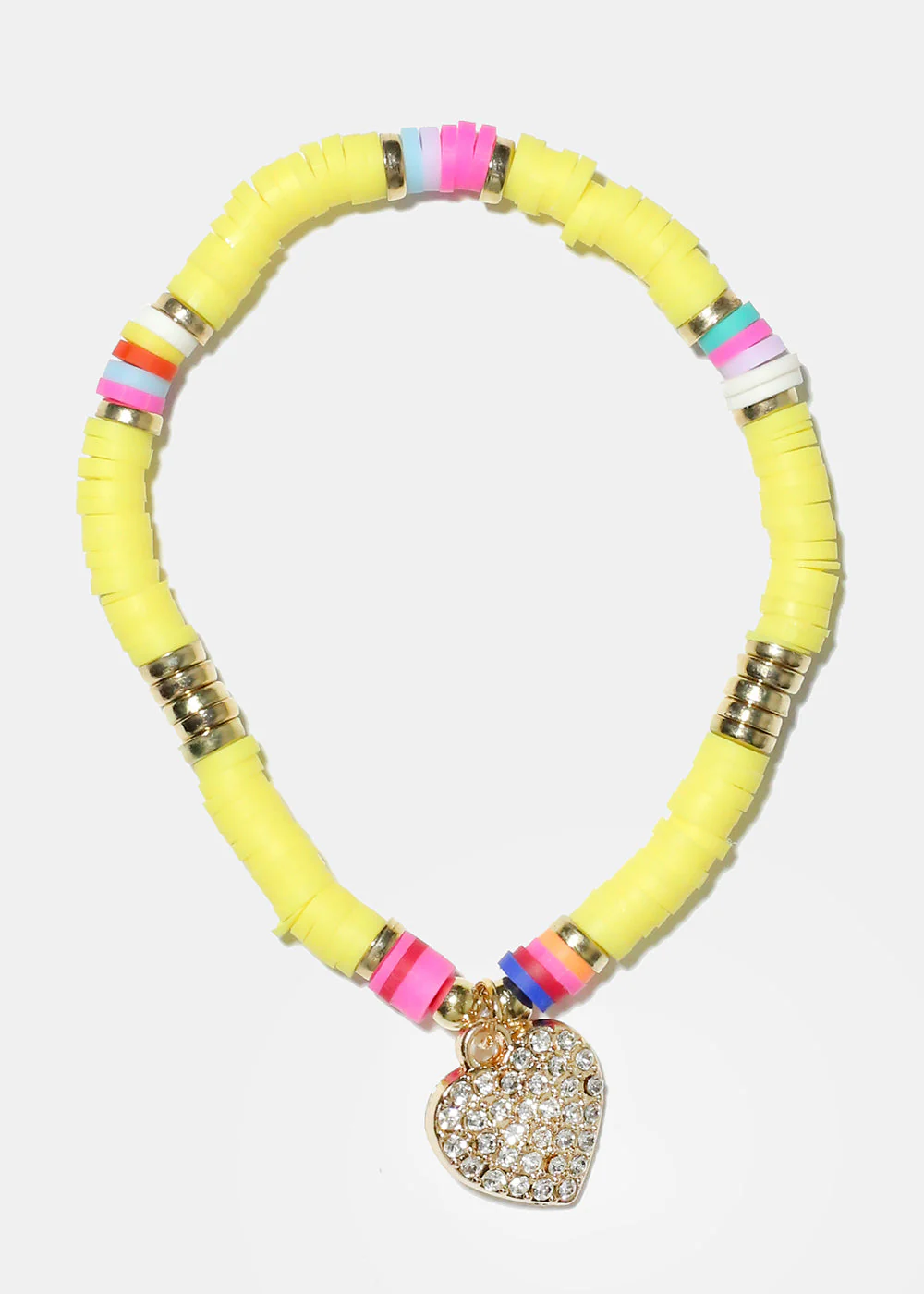 Rhinestone Heart Charm Beaded Bracelet - Image 7
