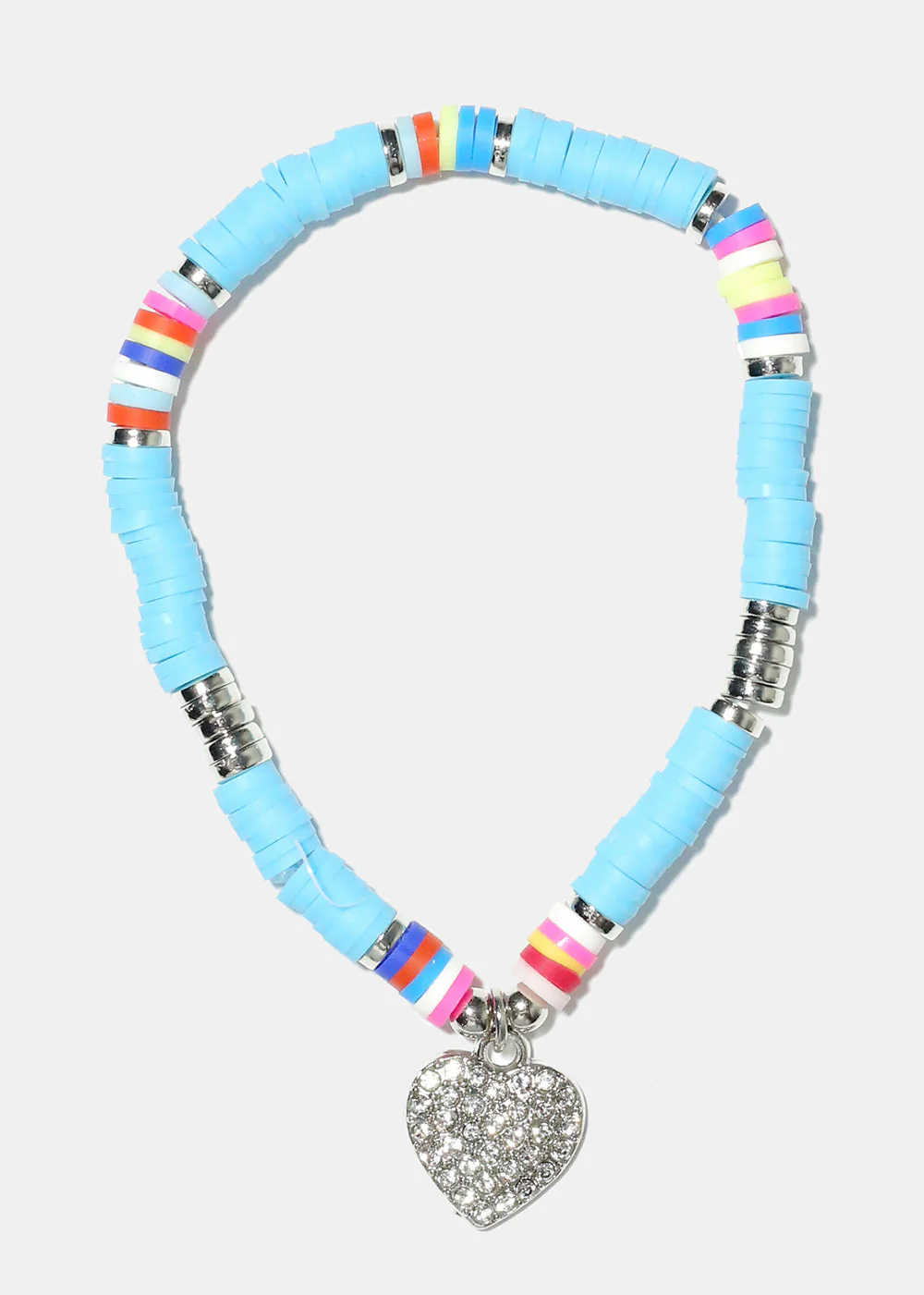 Rhinestone Heart Charm Beaded Bracelet - Image 8