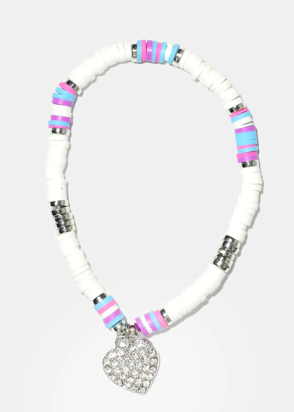 Rhinestone Heart Charm Beaded Bracelet - Image 9