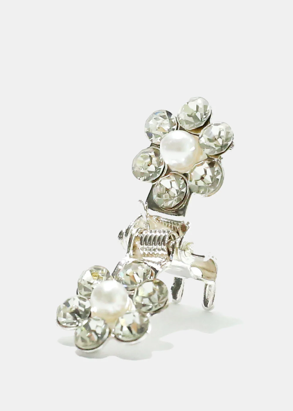 Rhinestone Pearl and Flower Mini Hair Clip - Image 3