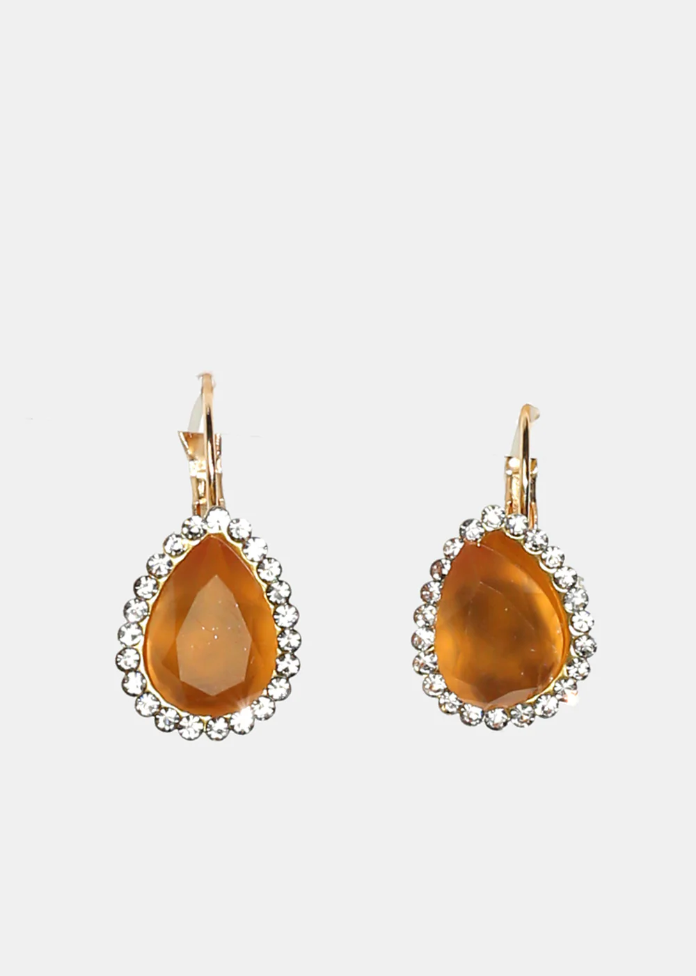 Rhinestone-Studded Teardrop Gemstone Earrings - Image 2