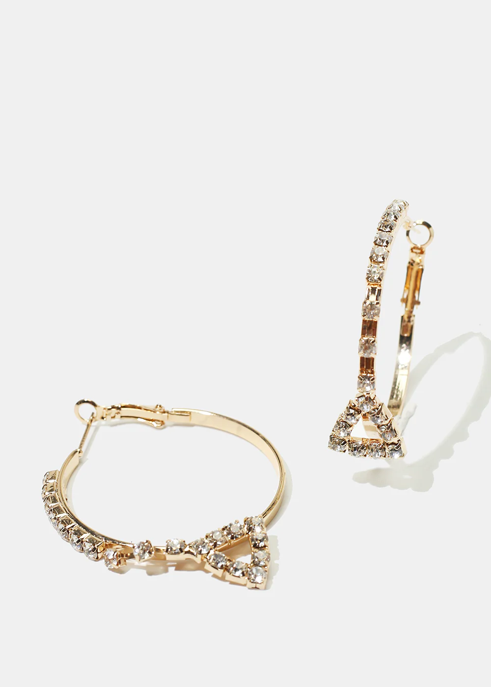 Rhinestone Triangle & Hoop Earrings - Image 2