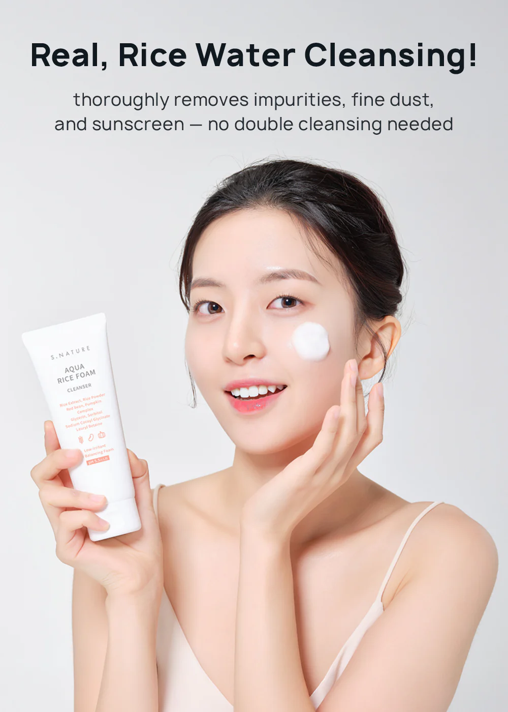 S.NATURE Aqua Rice Foam Cleanser 80ml - Image 2