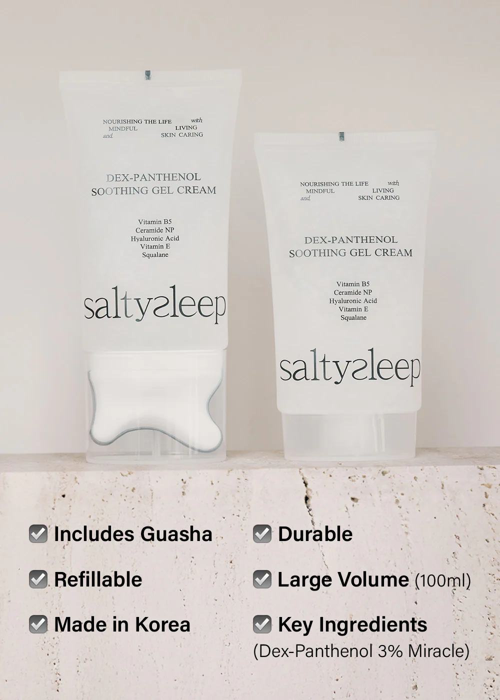 saltysleep Dex-Panthenol Soothing Gel Cream with Guasha 100ml - Image 5