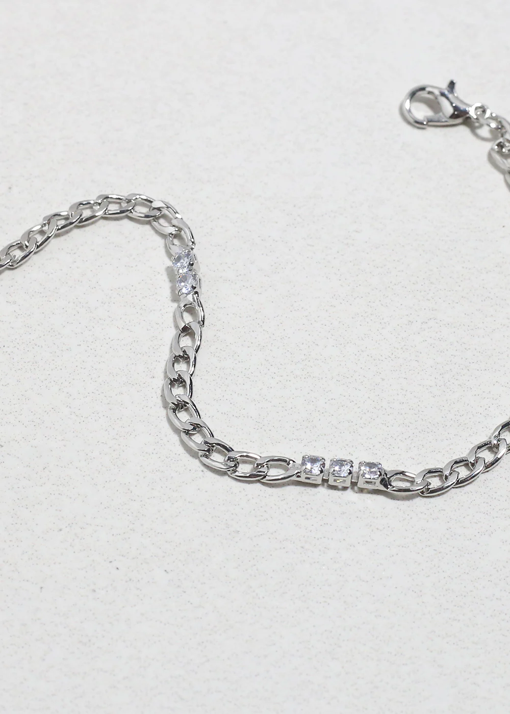 Silver Chain Bracelet with Rhinestones