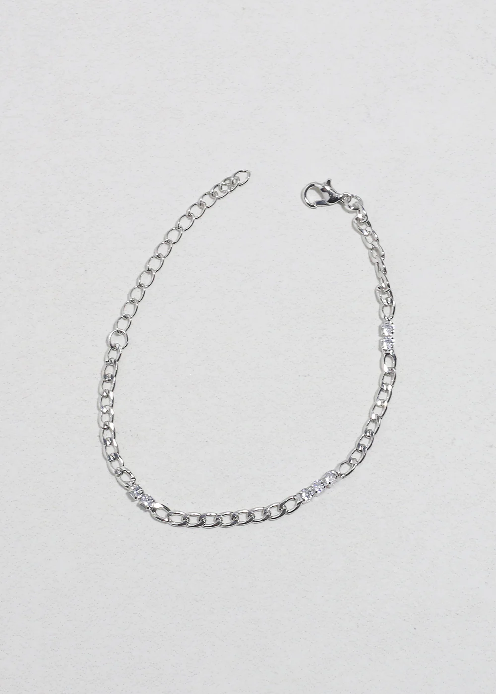 Silver Chain Bracelet with Rhinestones - Image 2