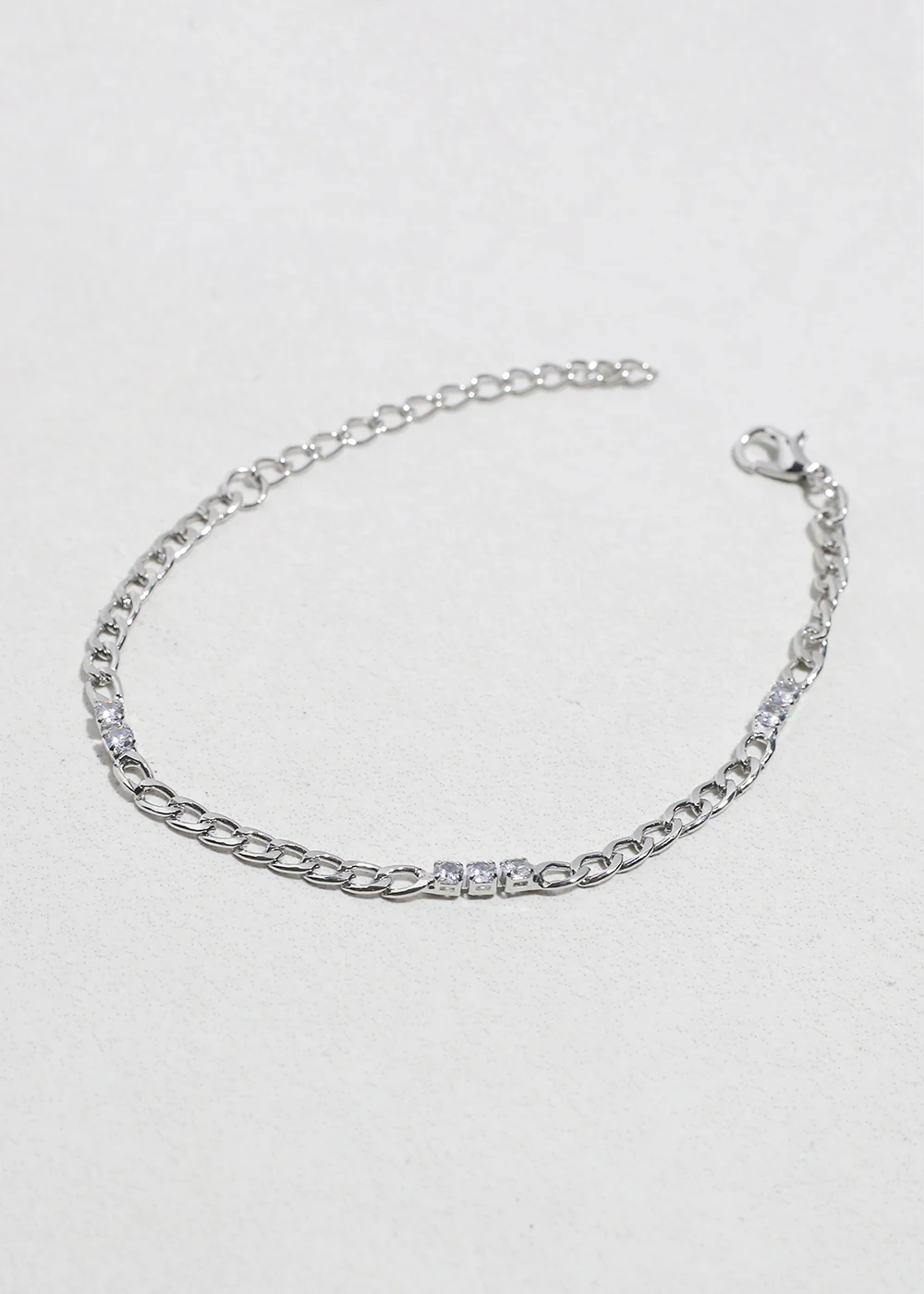 Silver Chain Bracelet with Rhinestones - Image 3