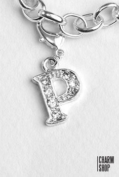 Silver Clear Initial P Dangle Charm