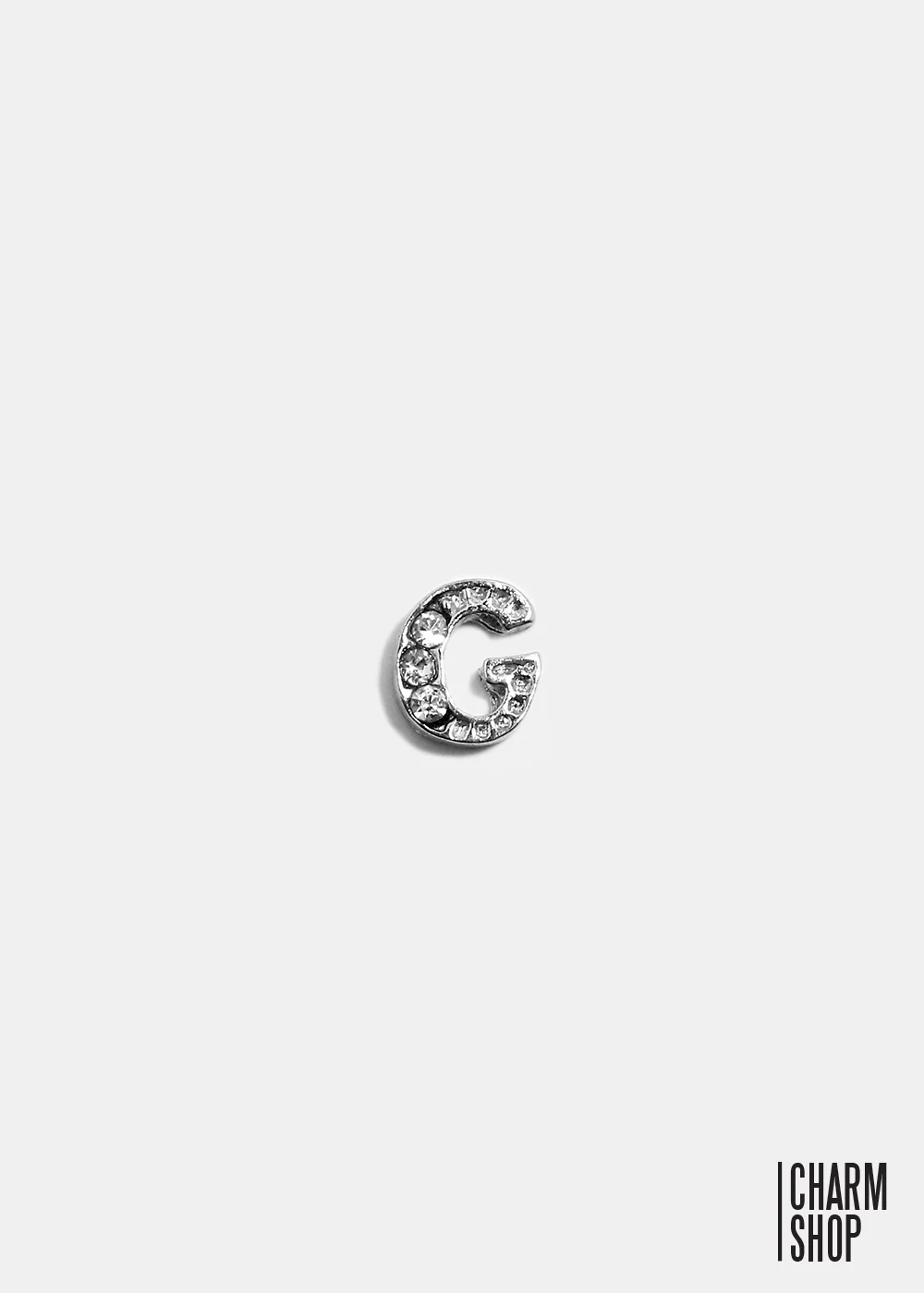 Silver G Initial With Rhinestones Locket Charm