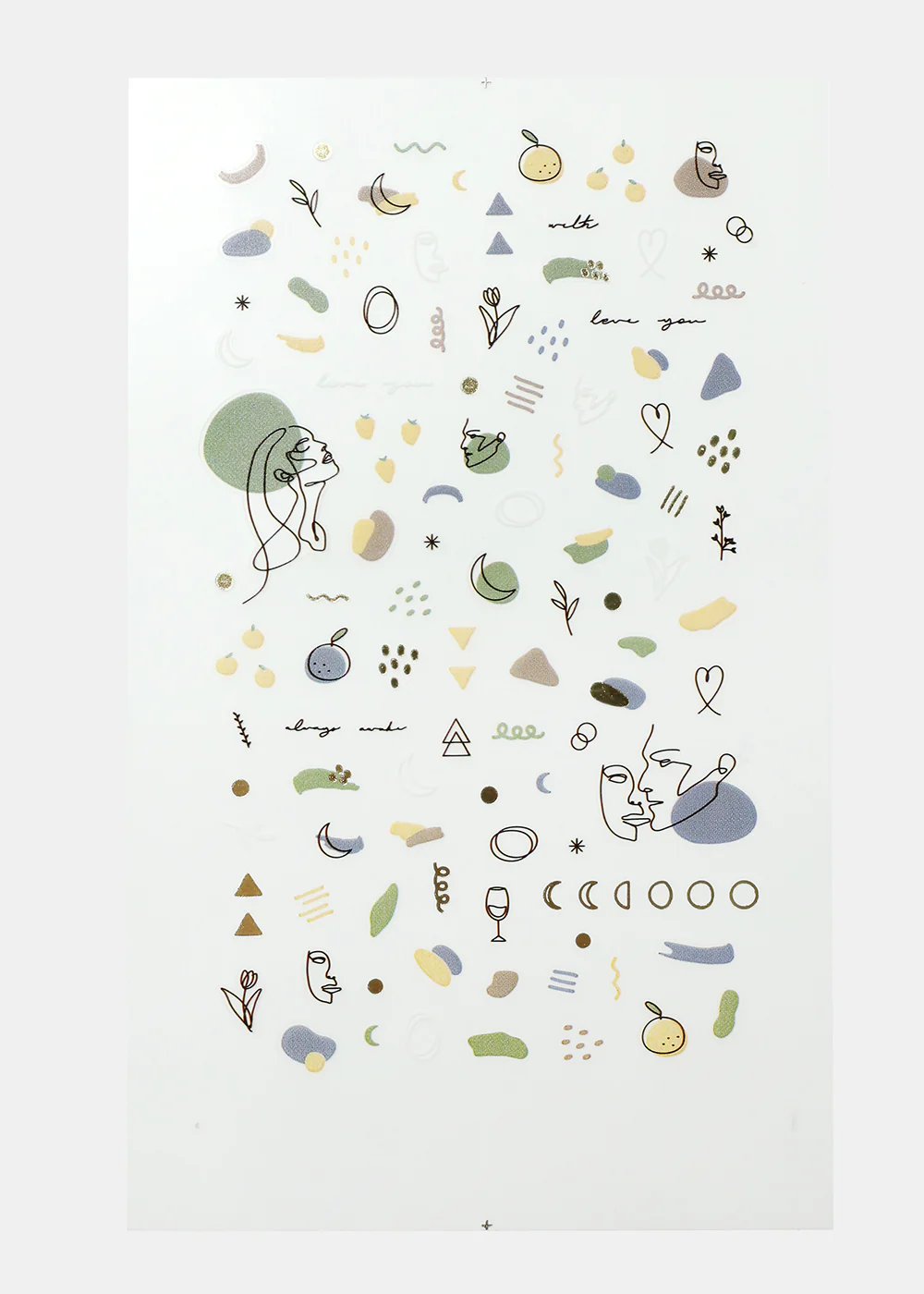 Sketch Drawing Nail Art Sticker Sheet