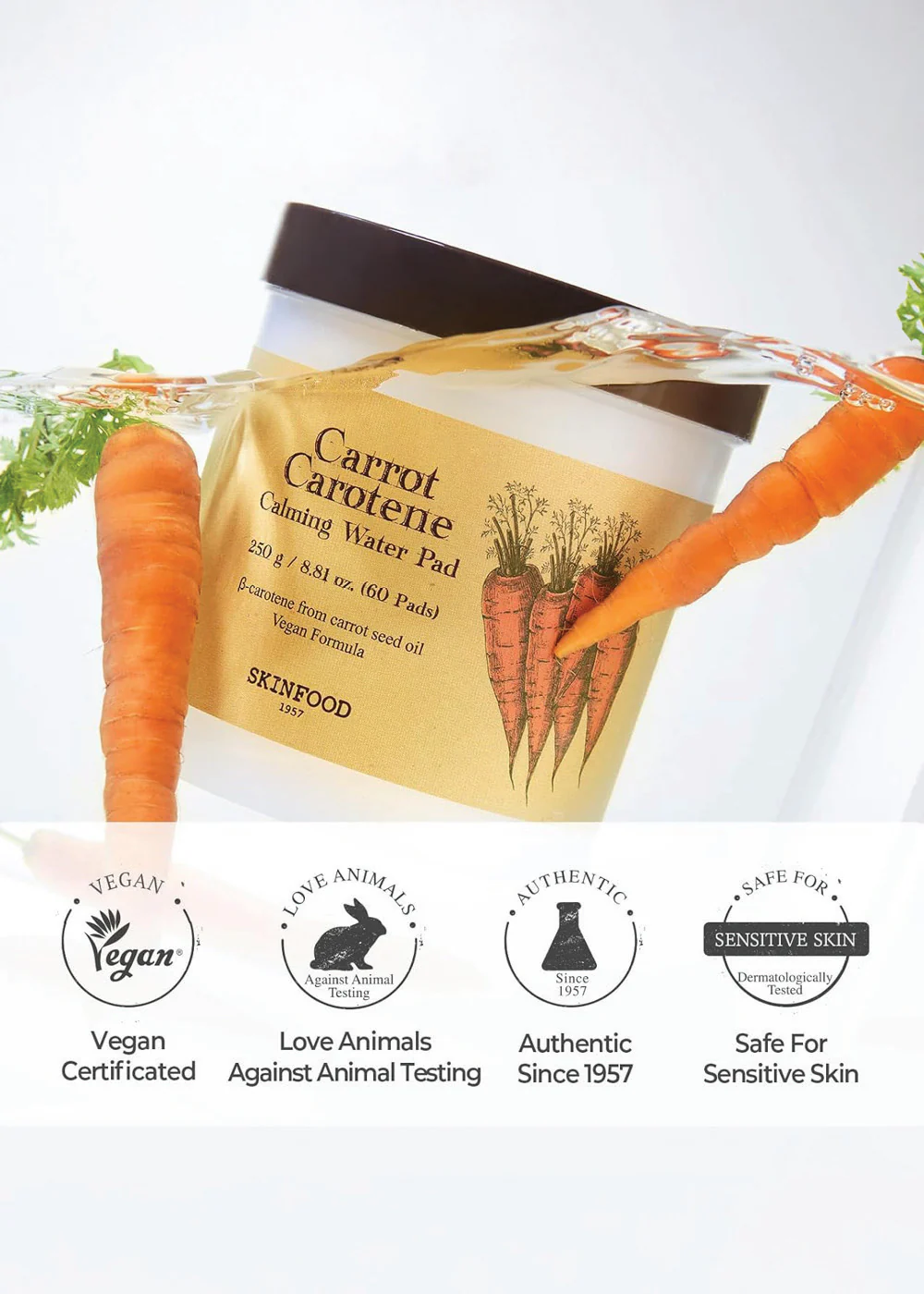 SKINFOOD Carrot Carotene Calming Water Pad (60 pads) - Image 6