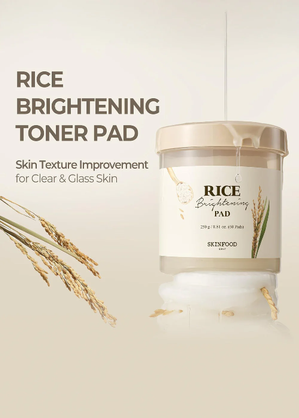 SKINFOOD Rice Brightening Pad (60 Pads) - Image 2
