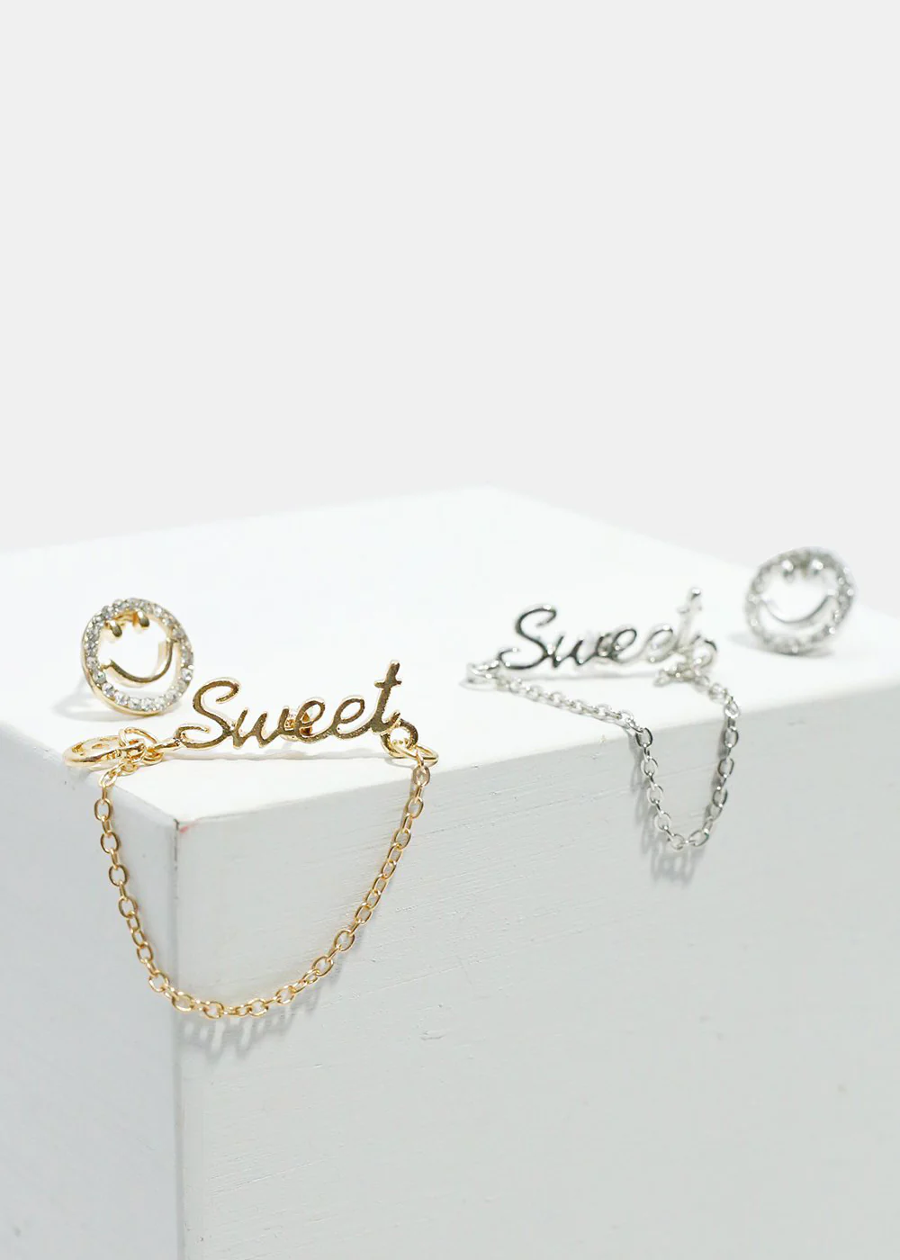 Smiley Face & "SWEET" Stud Earrings - Image 2