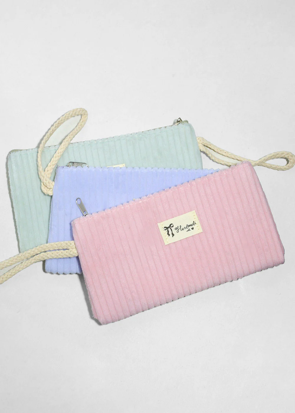 Soft Ribbed Velvet Cosmetic Pouch