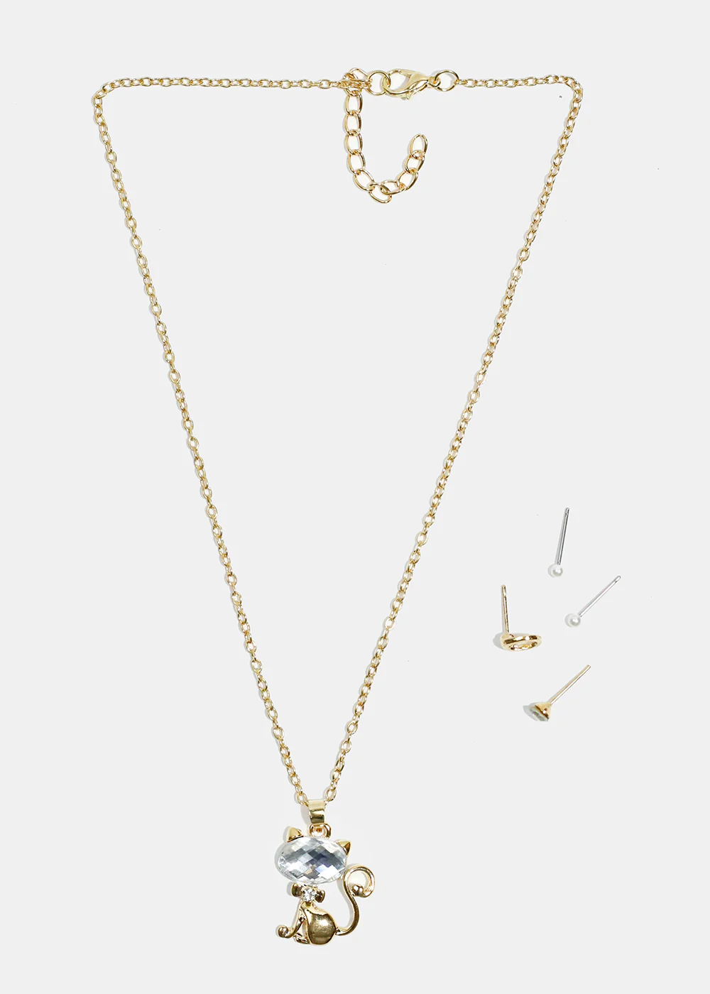 Sparkly Cat Necklace and Earring Set - Image 2