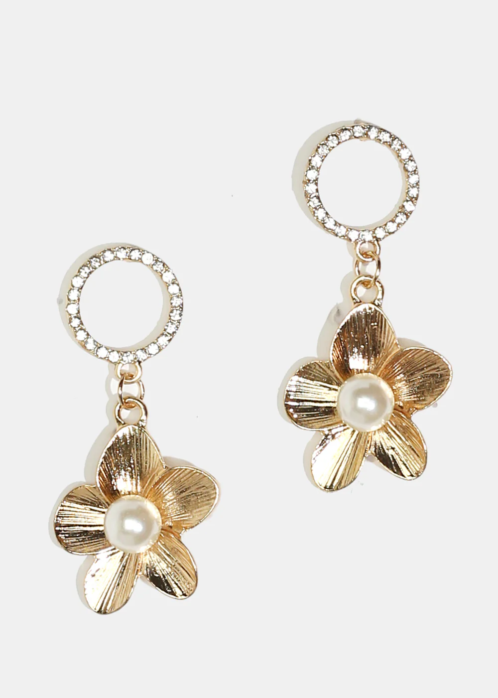 Sparkly Circle & Flower Dangle Earrings - Image 2