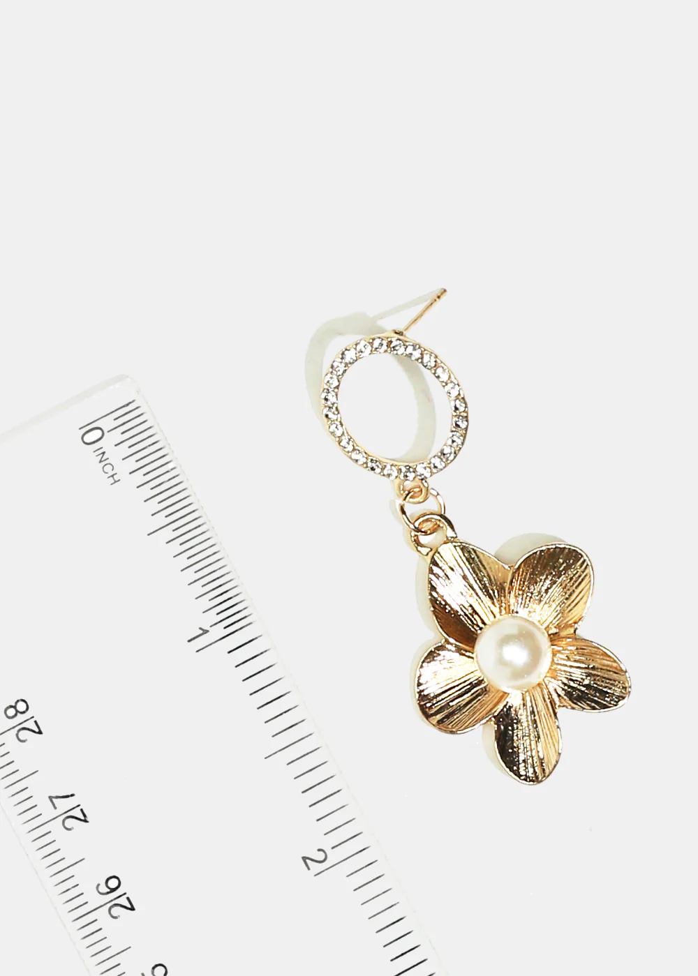 Sparkly Circle & Flower Dangle Earrings - Image 3