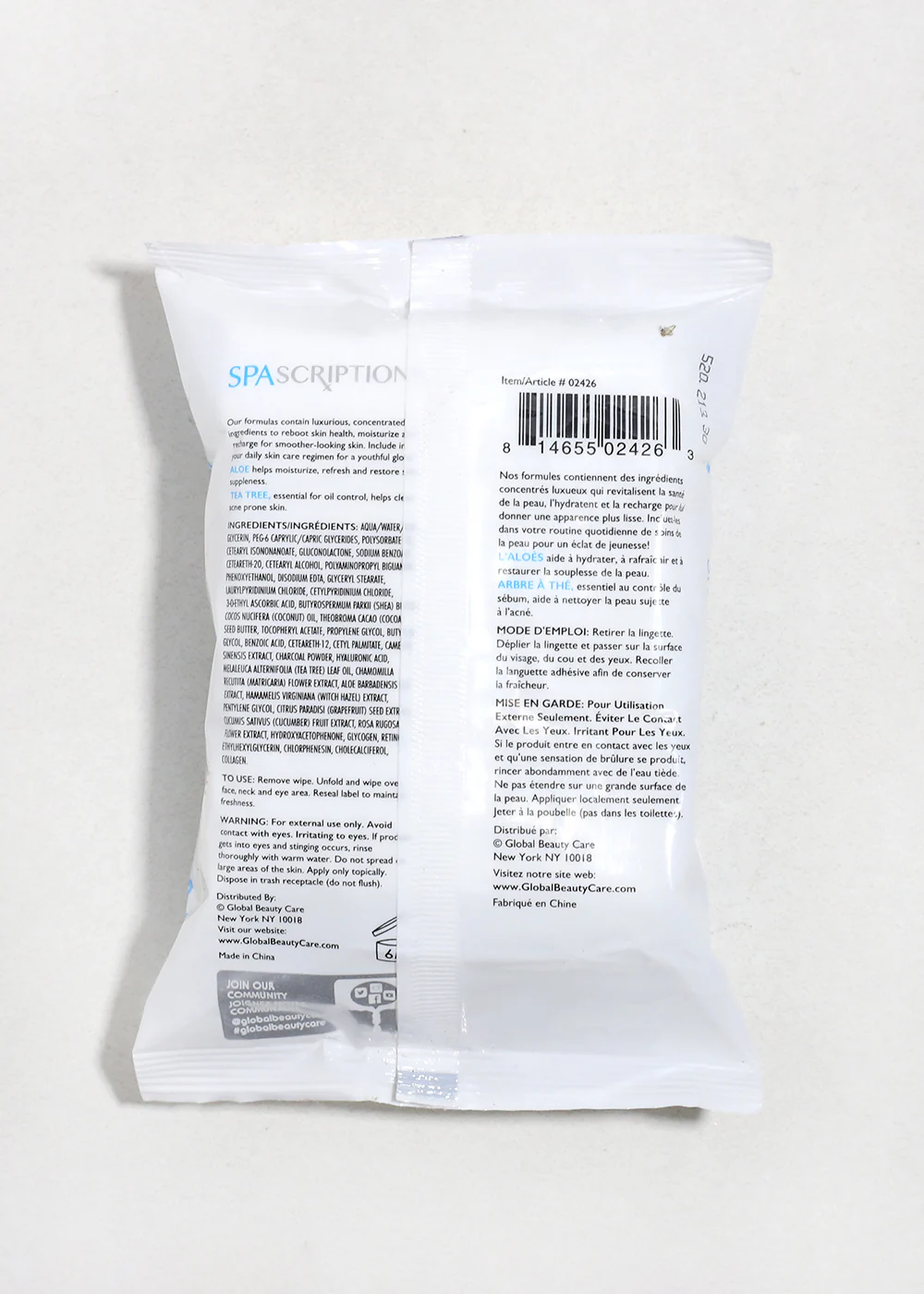 Spascriptions Pore Refining Makeup Cleansing Wipes - Image 2