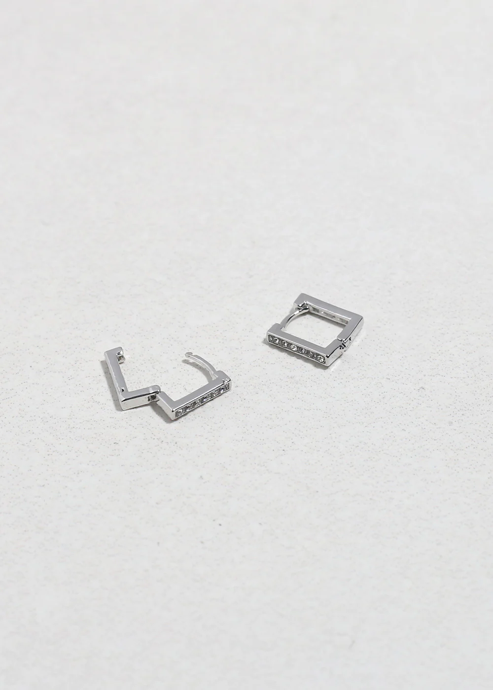 Square Rhinestone Huggie Earrings - Image 2