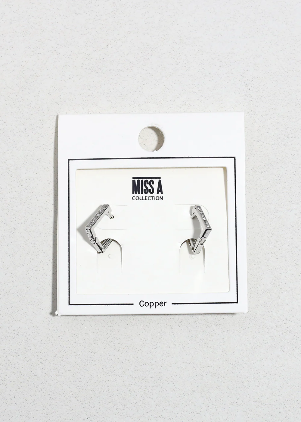 Square Rhinestone Huggie Earrings - Image 3