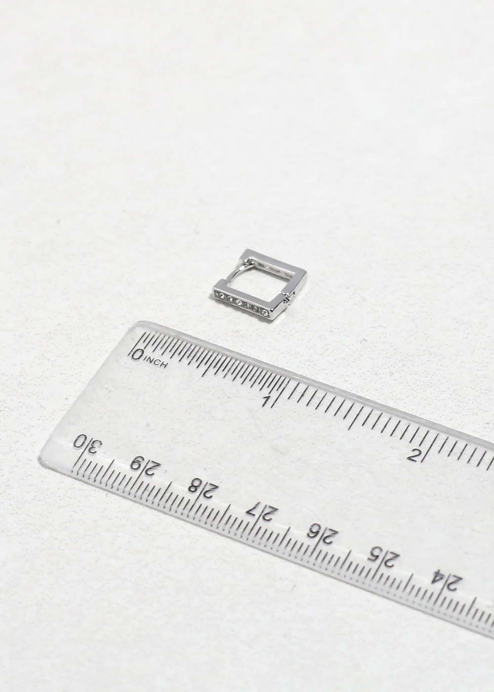 Square Rhinestone Huggie Earrings - Image 4