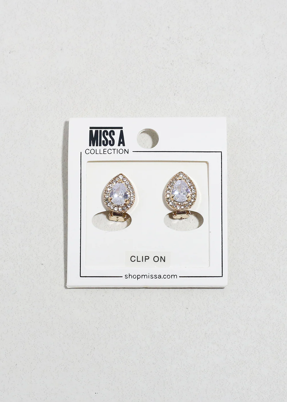 Teardrop Rhinestone Clip-On Earrings