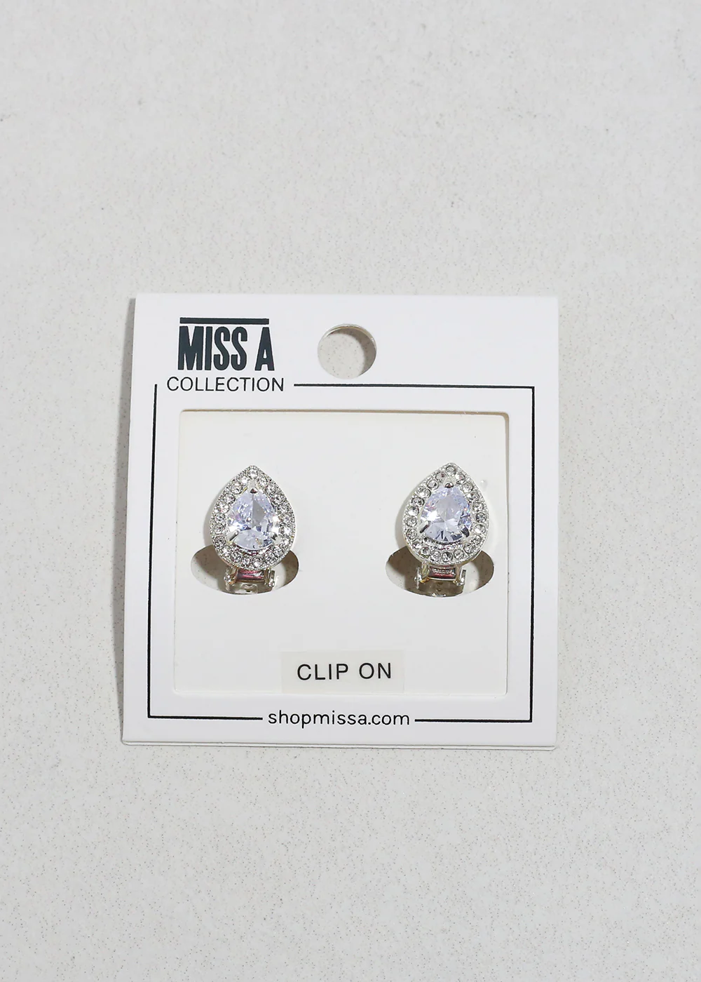Teardrop Rhinestone Clip-On Earrings - Image 2