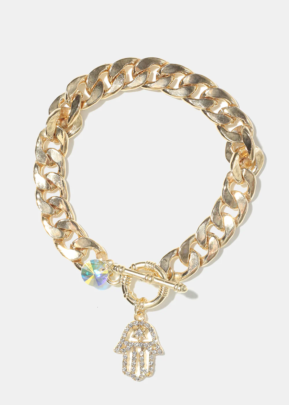 Thick Chain with Hamsa Hand Bracelet - Image 4