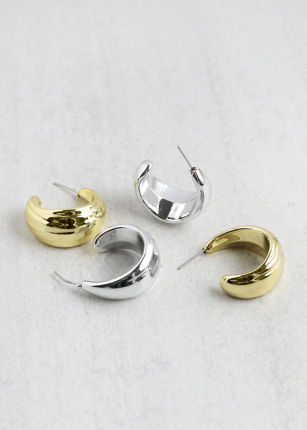 Thick Half Hoop Earrings - Image 2
