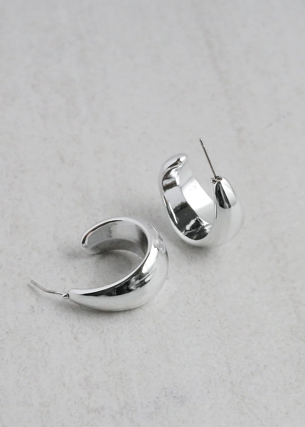 Thick Half Hoop Earrings - Image 3
