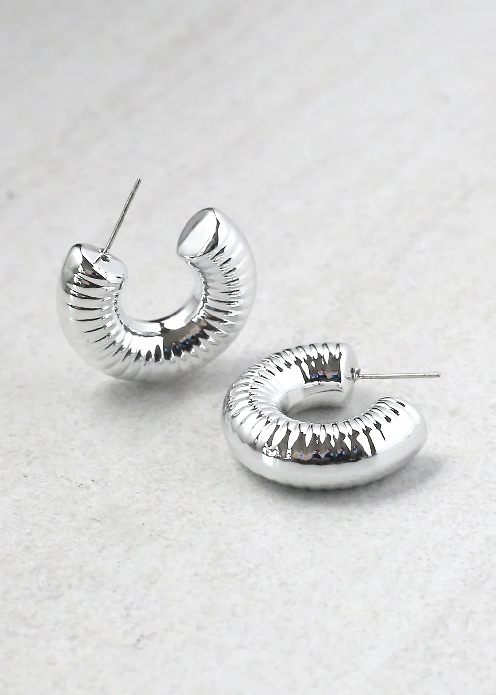 Thick Hoop Stud Earring - Image 2