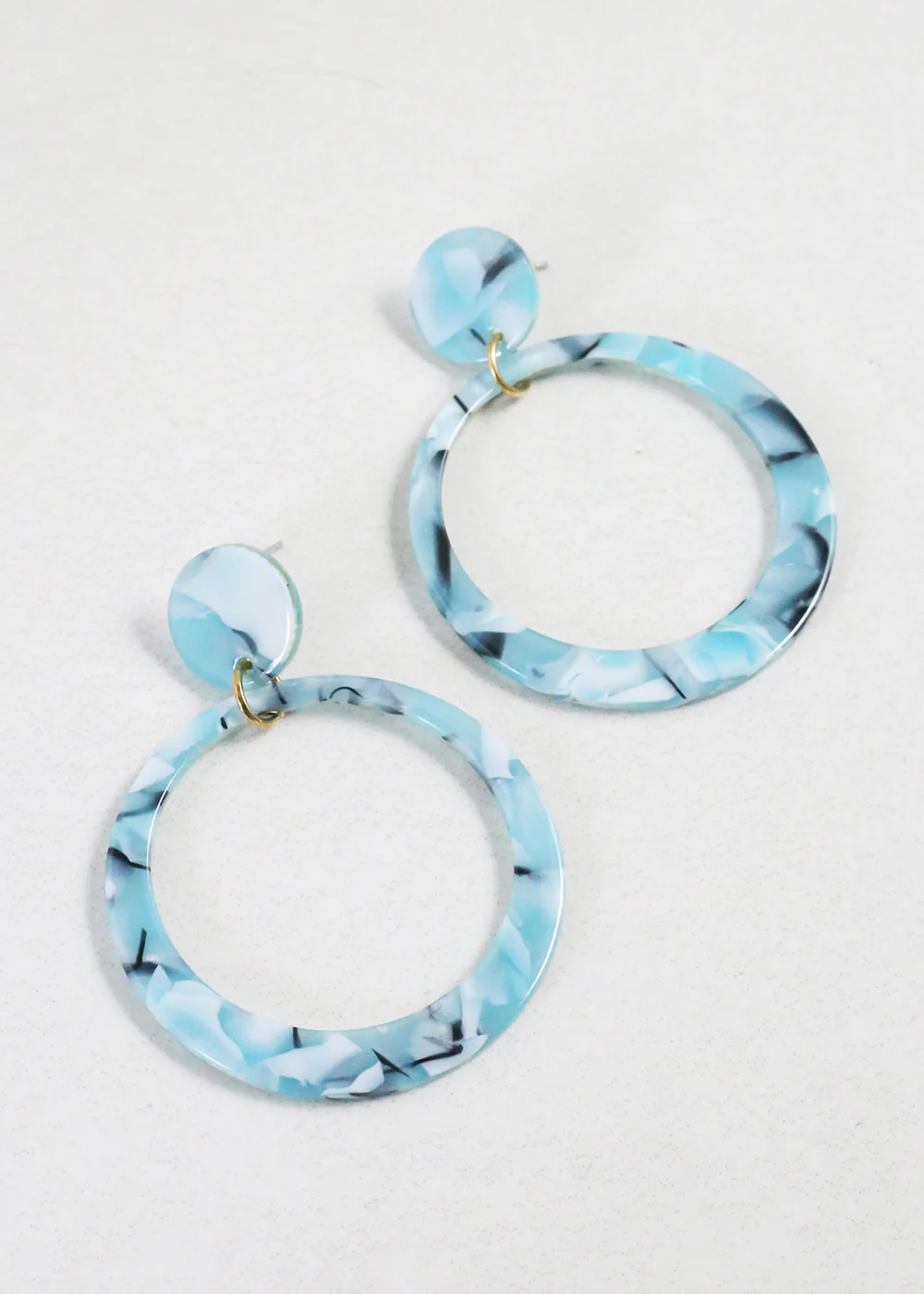 Trendy Marbled Resin Hoop Earrings