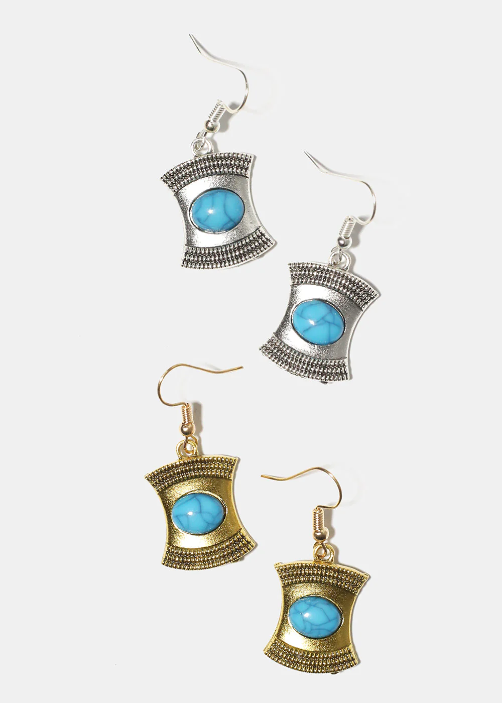 Turquoise Square Earrings - Image 2