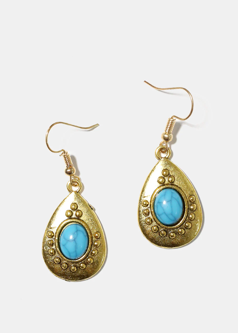 Turquoise Teardrop Stone Earrings - Image 3